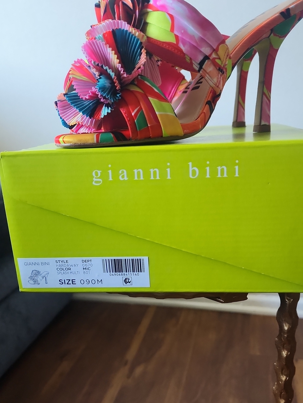 Gianni Bini Pink Multi Floral Embellished Slide Heels - Picture 7 of 9
